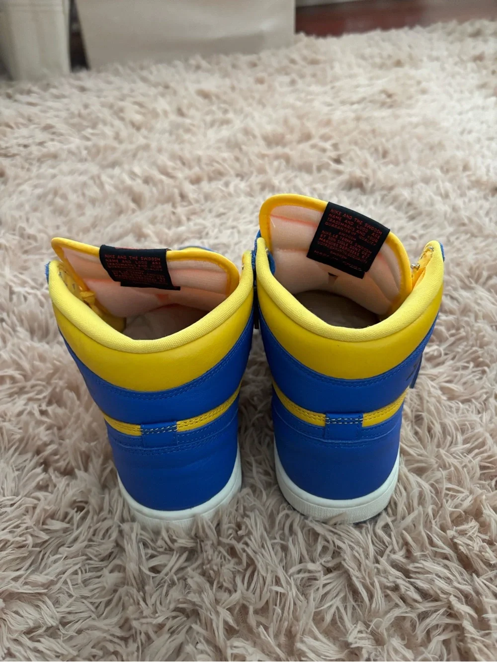 Nike Kids High-Top Sneakers in Yellow and Blue